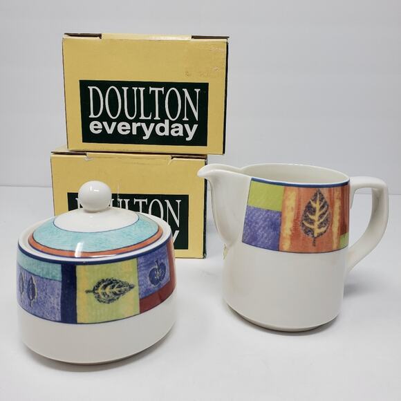 Royal Doulton Everyday Trailfinder Boxed covered sugar and spouted creamer NIB - Picture 1 of 13